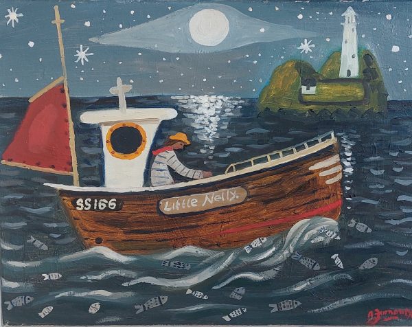 Furneaux, Alan: Godrevey Fisherman Under the Moon & Stars